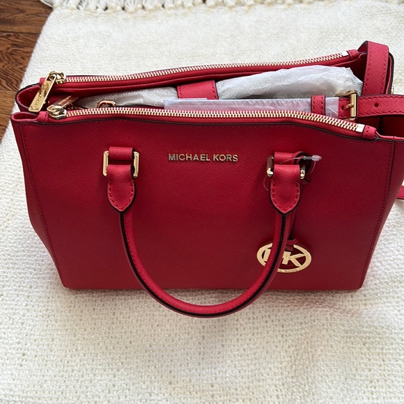 🆕Michael Michael Kors Sutton Medium Satchel (color watermelon) - Picture 10 of 12